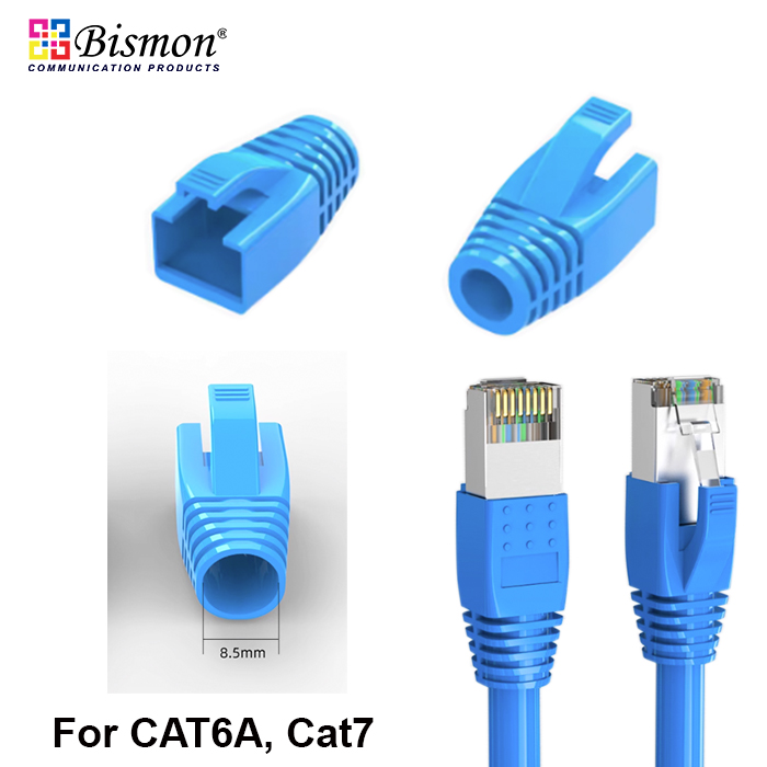 Modular Boot RJ45 Plug OD:8.5mm, Blue color for Cat6A, Cat7